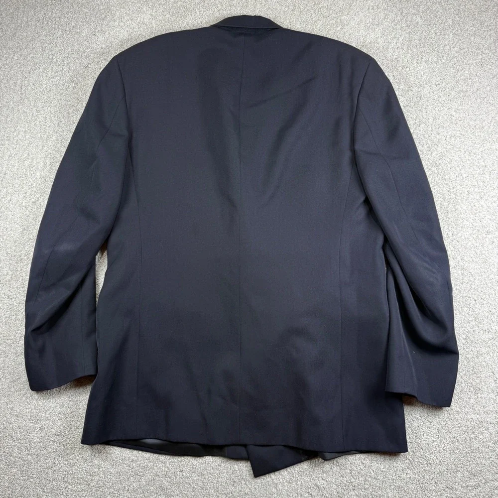 Vintage Givenchy Blazer Mens 44 Navy Blue Double Breasted Gold Button Wool‎